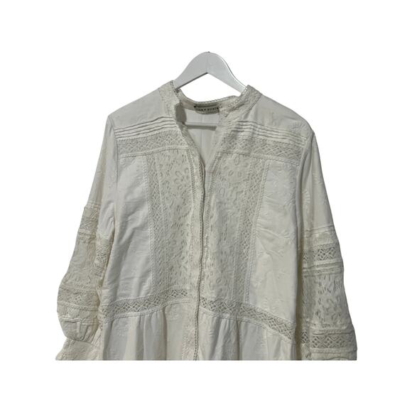 ALICE AND OLIVIA XLARGE CALIN TIERED LACE MINI DRESS OFF WHITE MSRP $495 - Picture 9 of 16